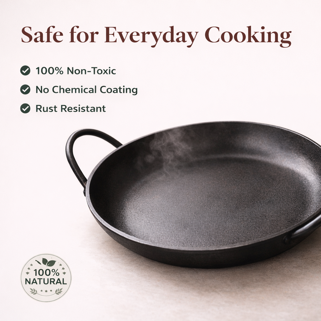 Pure Iron Dosa Tawa – 10 Inches| Chemical-Free, No Coating, Easy to Season, Gas & Induction Compatible, Iron-Enriching Cookware for Everyday Use