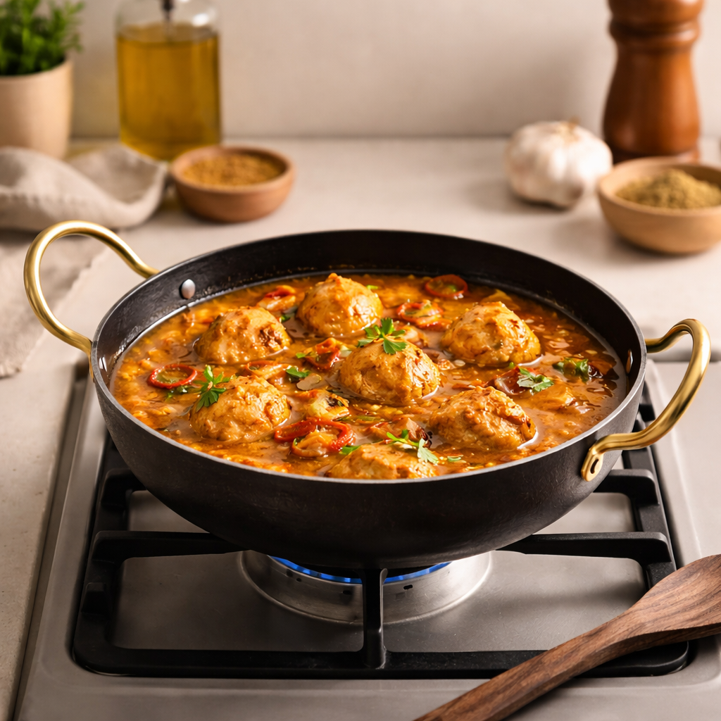 Kadai - Pure iron | Natural Finish | Induction & Gas, Fire wood friendly Base | PFOA Free | High Temperature Resistant | 10 inches | Black
