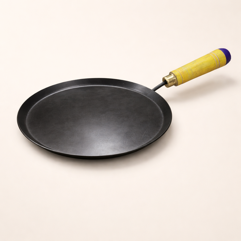 Iron Dosa & Roti Tawa with Wooden Handle| All Stove Compatible (Gas, Induction, Firewood) | 10-Inches
