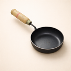 Pure Iron Tadka Pan 6 Inch with Wooden Handle – Gas, Induction & Firewood Compatible