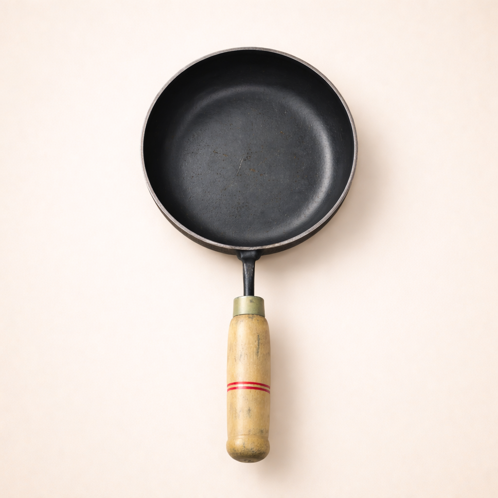Pure Iron Tadka Pan 6 Inch with Wooden Handle – Gas, Induction & Firewood Compatible