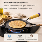 Iron Dosa & Roti Tawa with Wooden Handle| All Stove Compatible (Gas, Induction, Firewood) | 10-Inches