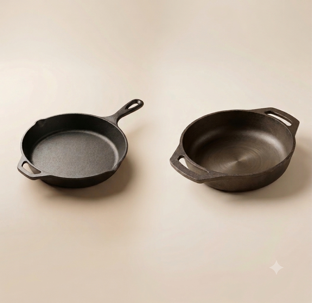 Cast iron Curry Master Combo | Skillet 27 Cm + Flat base Kadai 25 Cm