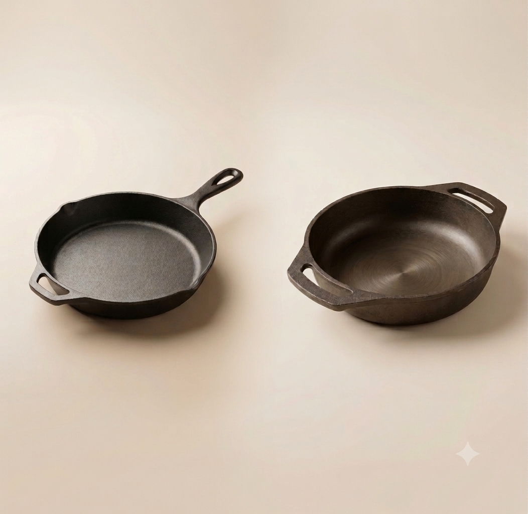 Cast iron Curry Master Combo | Skillet 27 Cm + Flat base Kadai 25 Cm