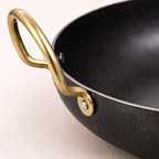 Kadai - Pure iron | Natural Finish | Induction & Gas, Fire wood friendly Base | PFOA Free | High Temperature Resistant | 10 inches | Black