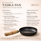 Pure Iron Tadka Pan 6 Inch with Wooden Handle – Gas, Induction & Firewood Compatible