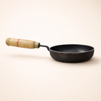 Pure Iron Tadka Pan 6 Inch with Wooden Handle – Gas, Induction & Firewood Compatible
