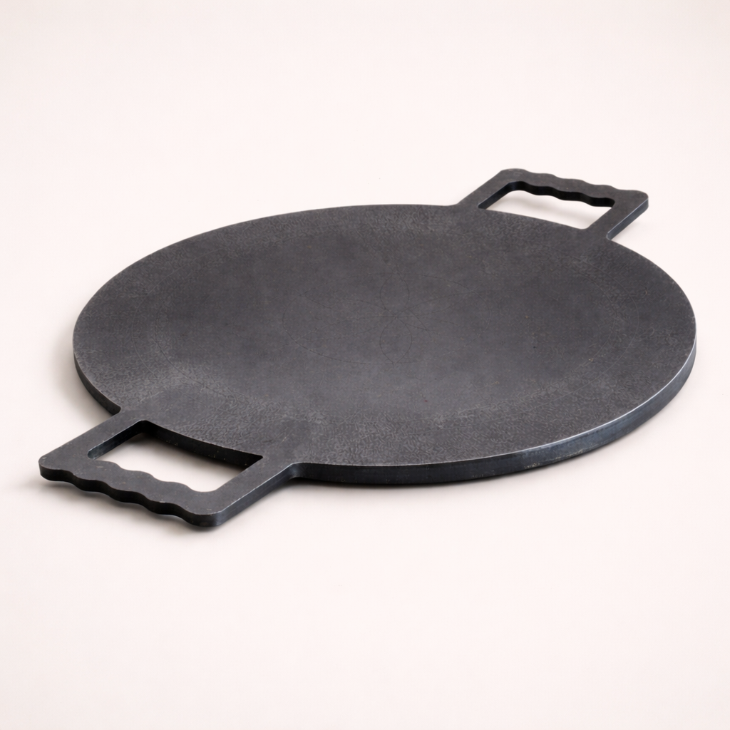 Masala Dosa Tawa - Pure iron | Natural Finish | Induction & Gas, Fire wood friendly Base | PFOA Free | High Temperature Resistant | 11.5 inches | Black