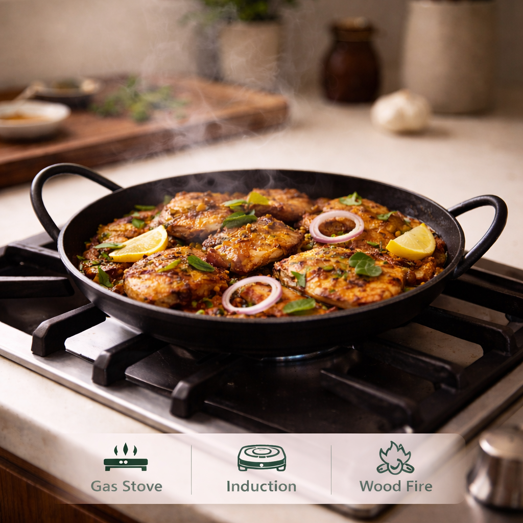 Pure Iron Dosa Tawa – 10 Inches| Chemical-Free, No Coating, Easy to Season, Gas & Induction Compatible, Iron-Enriching Cookware for Everyday Use