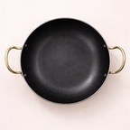 Kadai - Pure iron | Natural Finish | Induction & Gas, Fire wood friendly Base | PFOA Free | High Temperature Resistant | 10 inches | Black