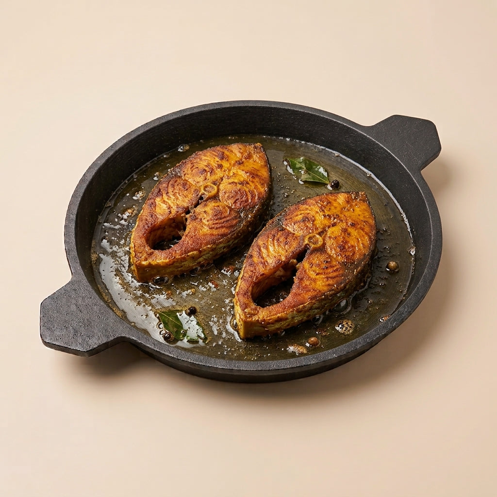 Pre-Seasoned Cast Iron Fish Fry Pan | Naturally Non-Stick Fish Tawa