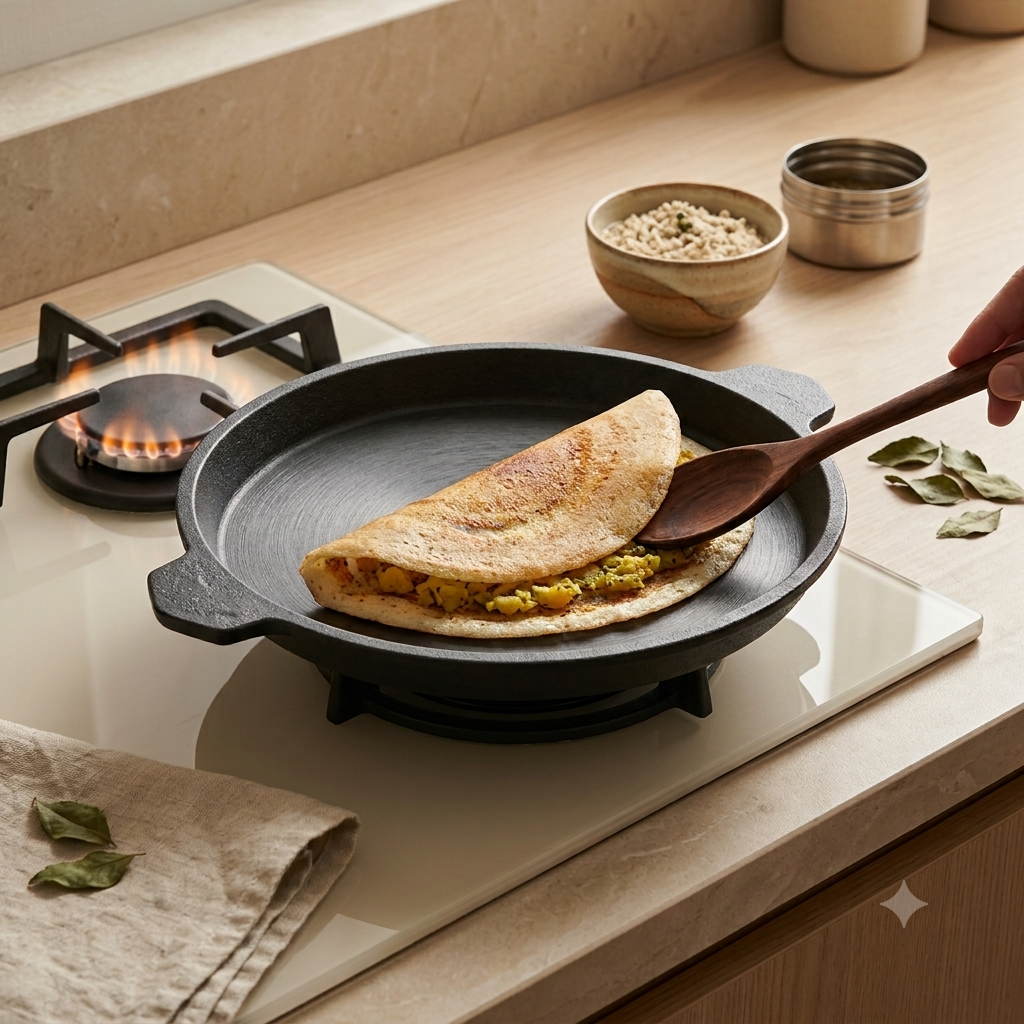 Pre-Seasoned Cast Iron Fish Fry Pan | Naturally Non-Stick Fish Tawa