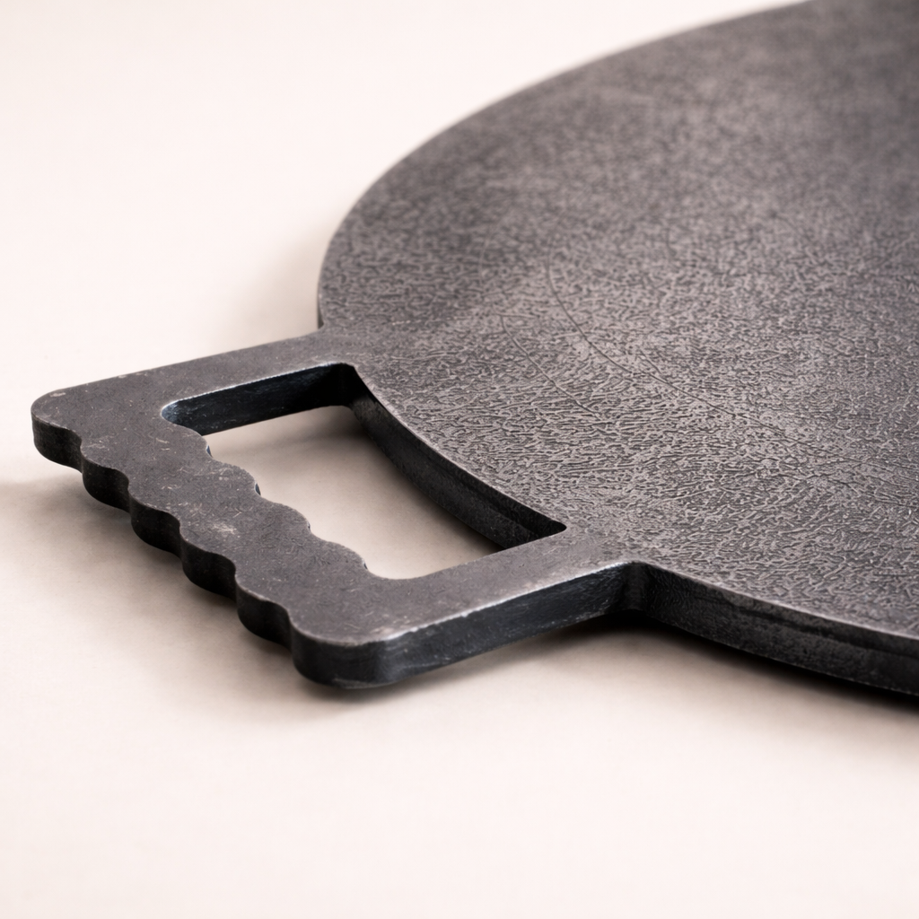 Masala Dosa Tawa - Pure iron | Natural Finish | Induction & Gas, Fire wood friendly Base | PFOA Free | High Temperature Resistant | 11.5 inches | Black