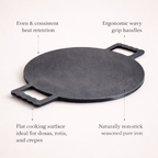 Masala Dosa Tawa - Pure iron | Natural Finish | Induction & Gas, Fire wood friendly Base | PFOA Free | High Temperature Resistant | 11.5 inches | Black
