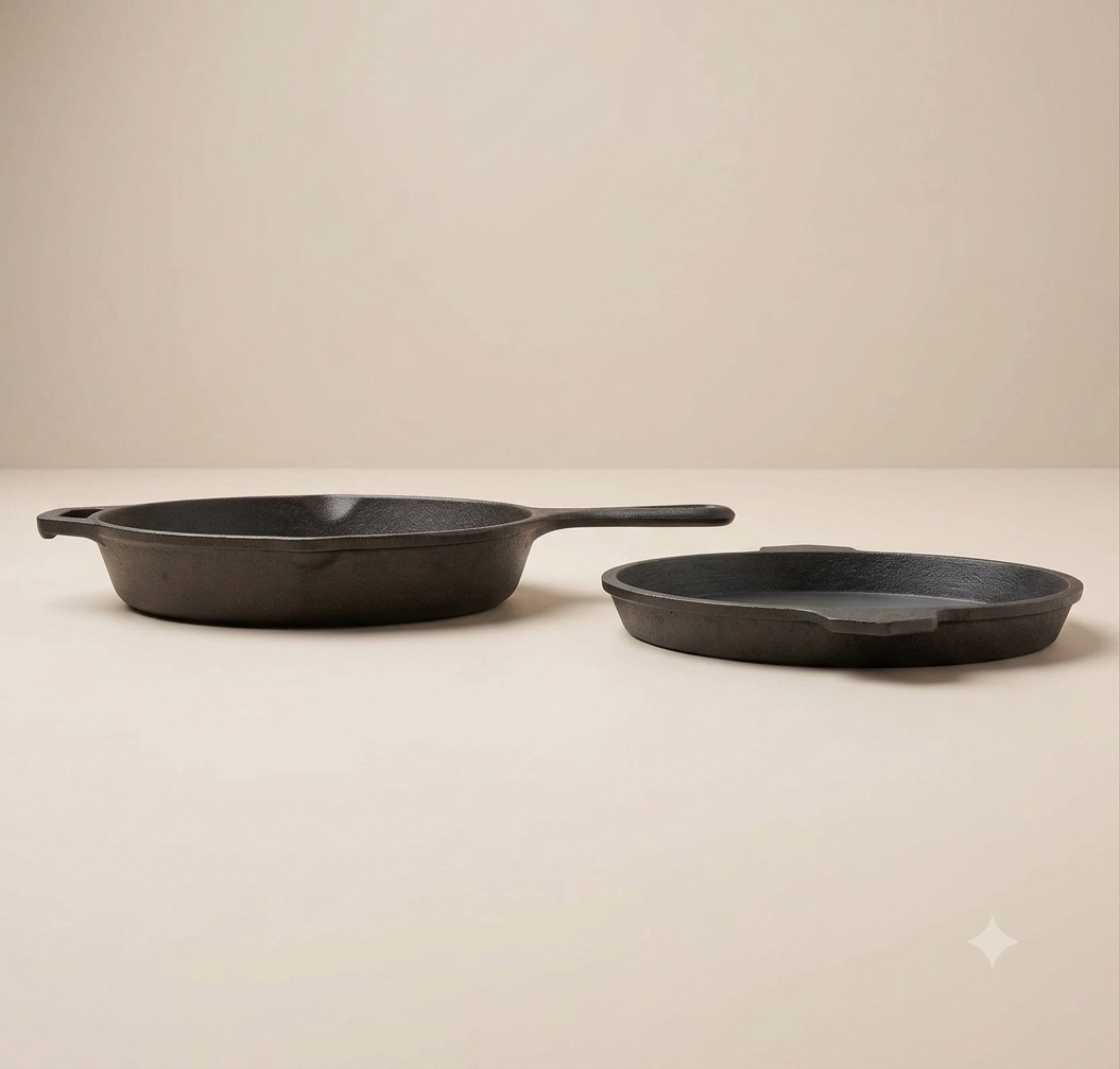 Cast iron Chef Special Fry Combo | Skillet 25 Cm + Fish Frypan double handle 25 Cm