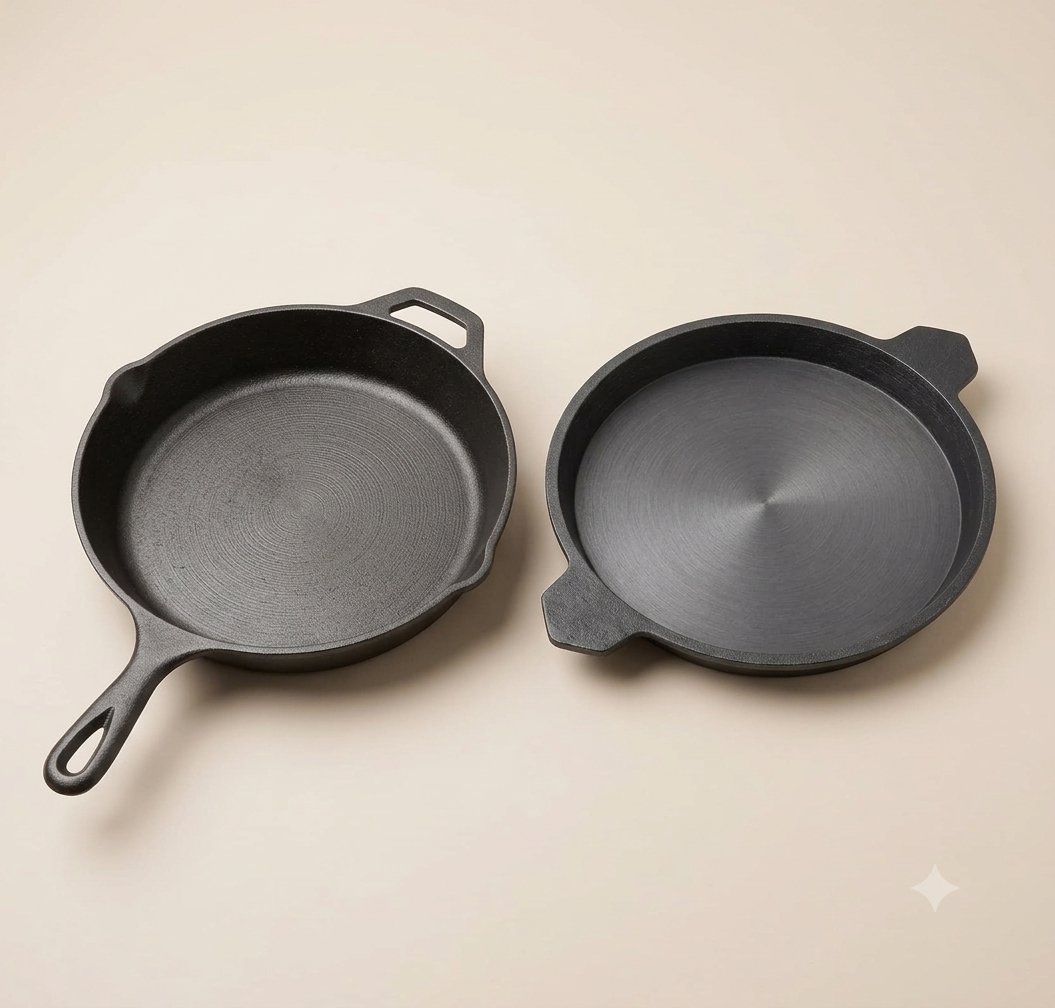 Cast iron Chef Special Fry Combo | Skillet 25 Cm + Fish Frypan double handle 25 Cm