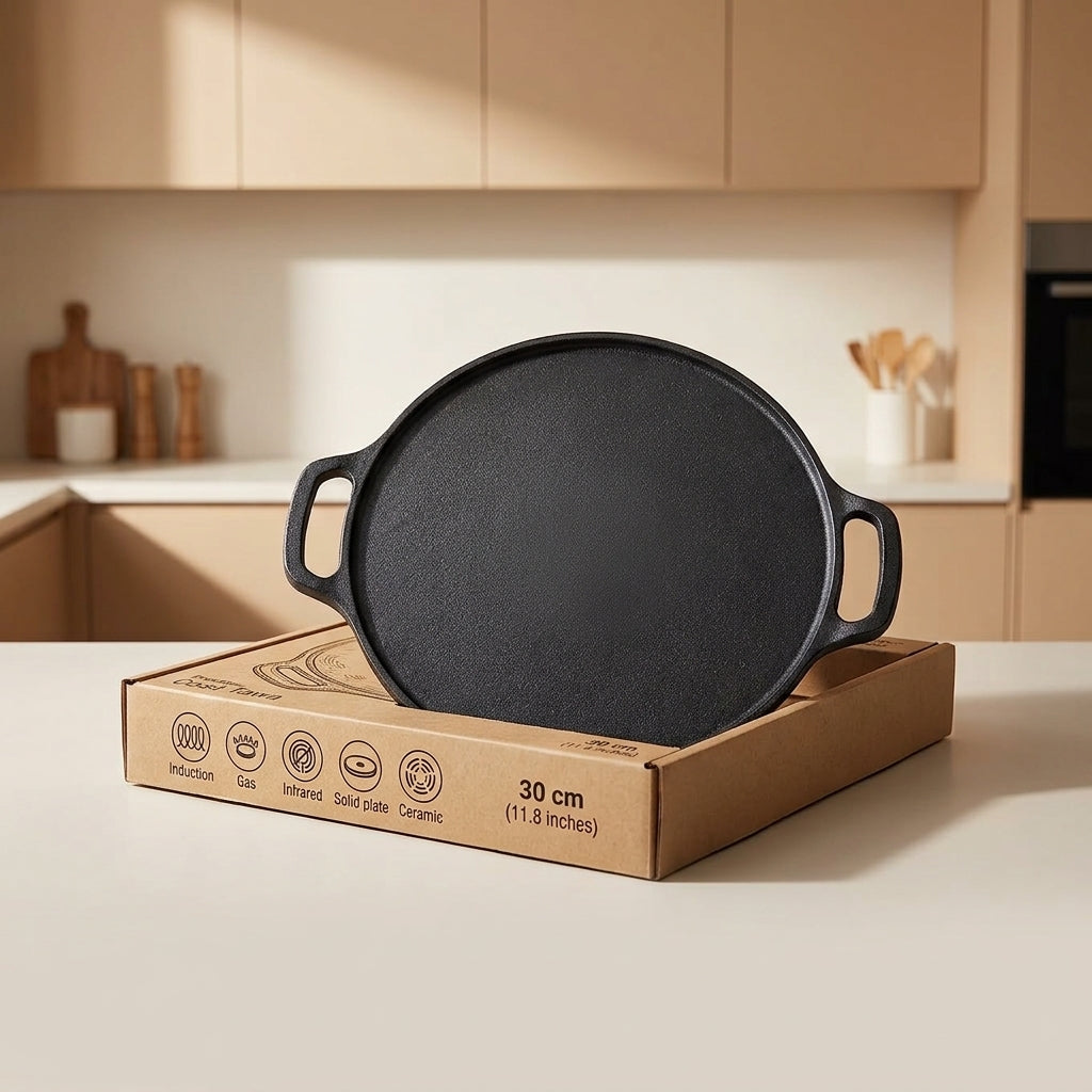 Cast Iron Roti/Dosa Tawa 30.2cm, Pre-seasoned, Naturally Nonstick, 100% Pure, Toxin-free, Gas & Induction